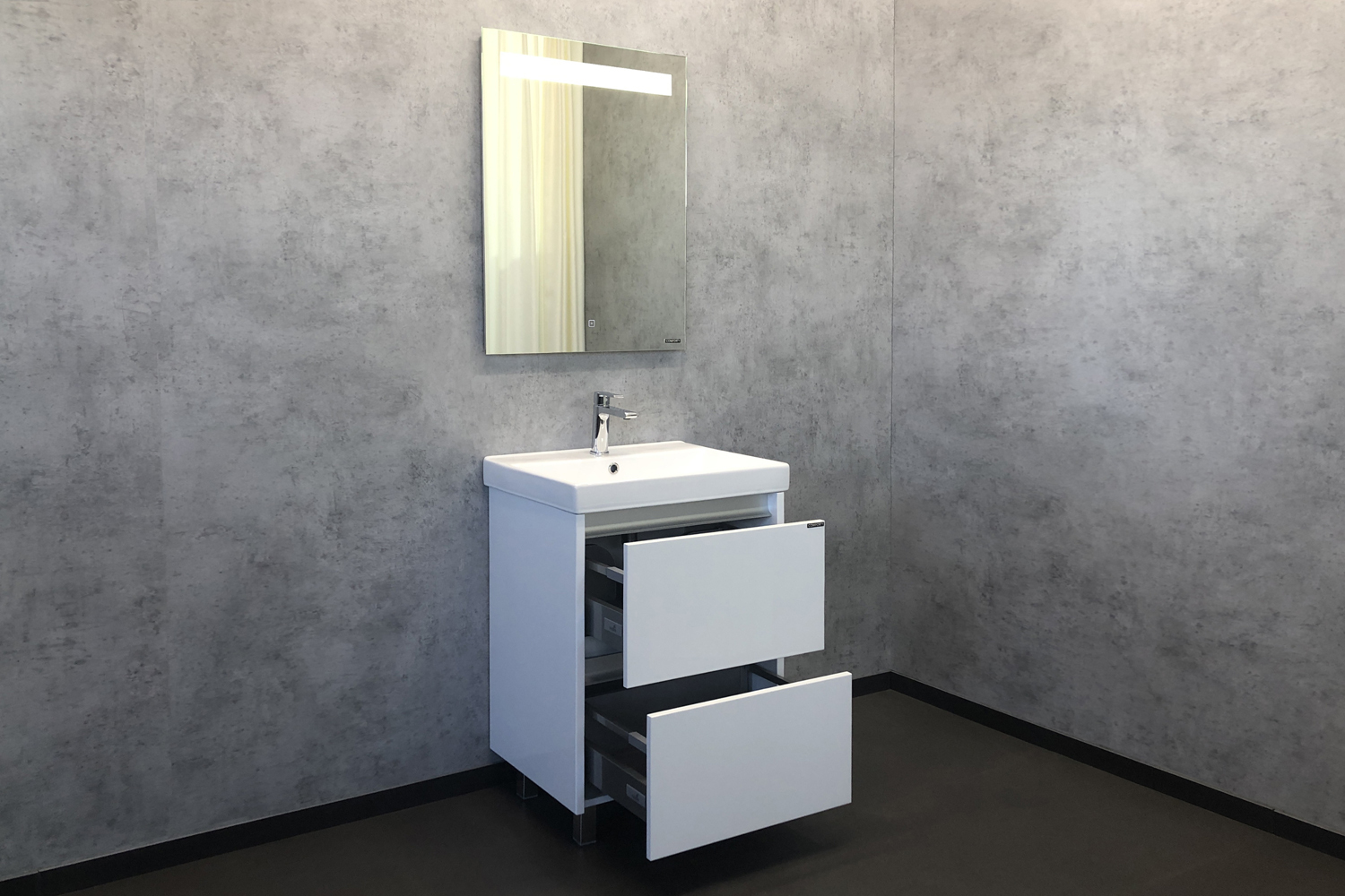 COMFORTY. Тумба-умывальник "Дублин-60" белый глянец с раковиной COMFORTY 8056